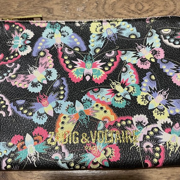 Zadig & Voltaire Black & Multicolor Butterfly Leather Pouch - Picture 4 of 4